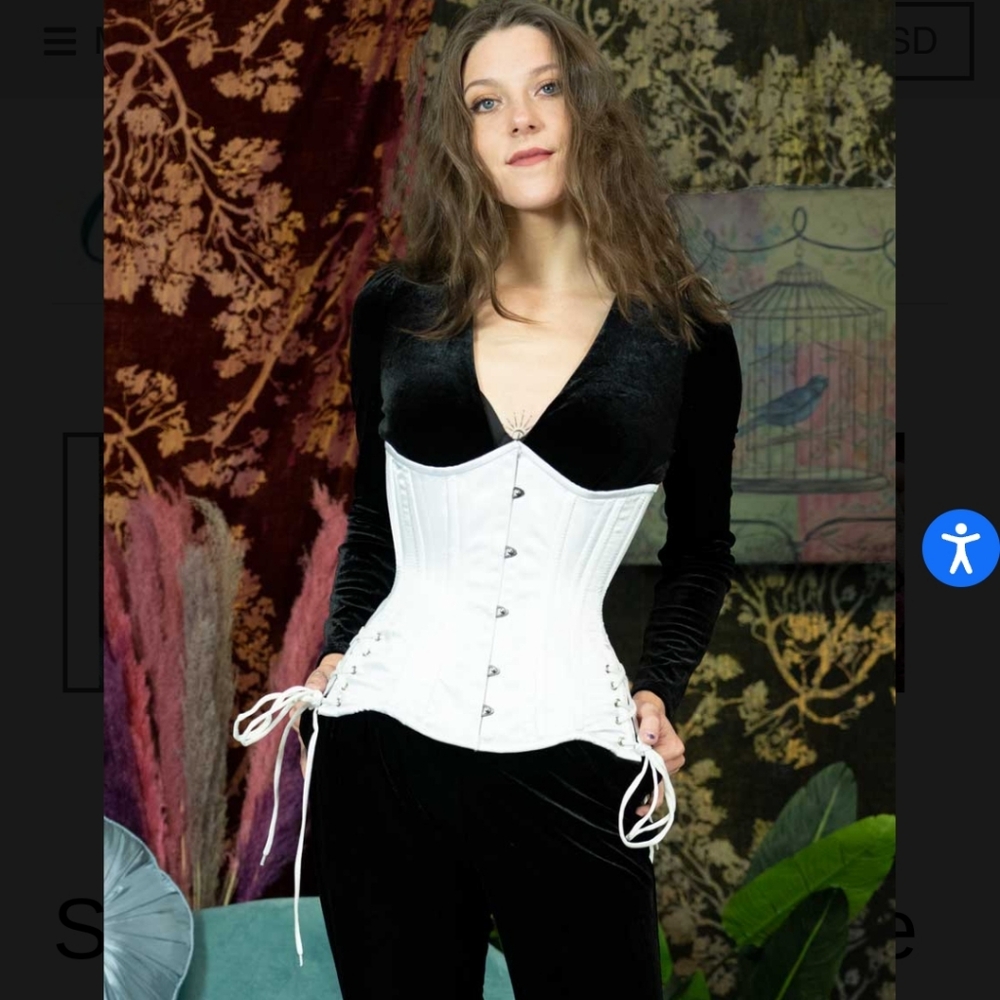 White Underbust Orchard Corset/Lucia Corsetti-Size:26